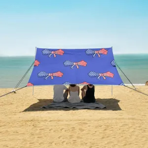 4th of July Bow Beach Camping Tent Sun Shelter for Whole Family, Stars and Stripes Patriotic Beach Shade Canopy with UPF50  UV Protection,Easy Set Up and Carry,Outdoor Shade for Trips, Fishing,