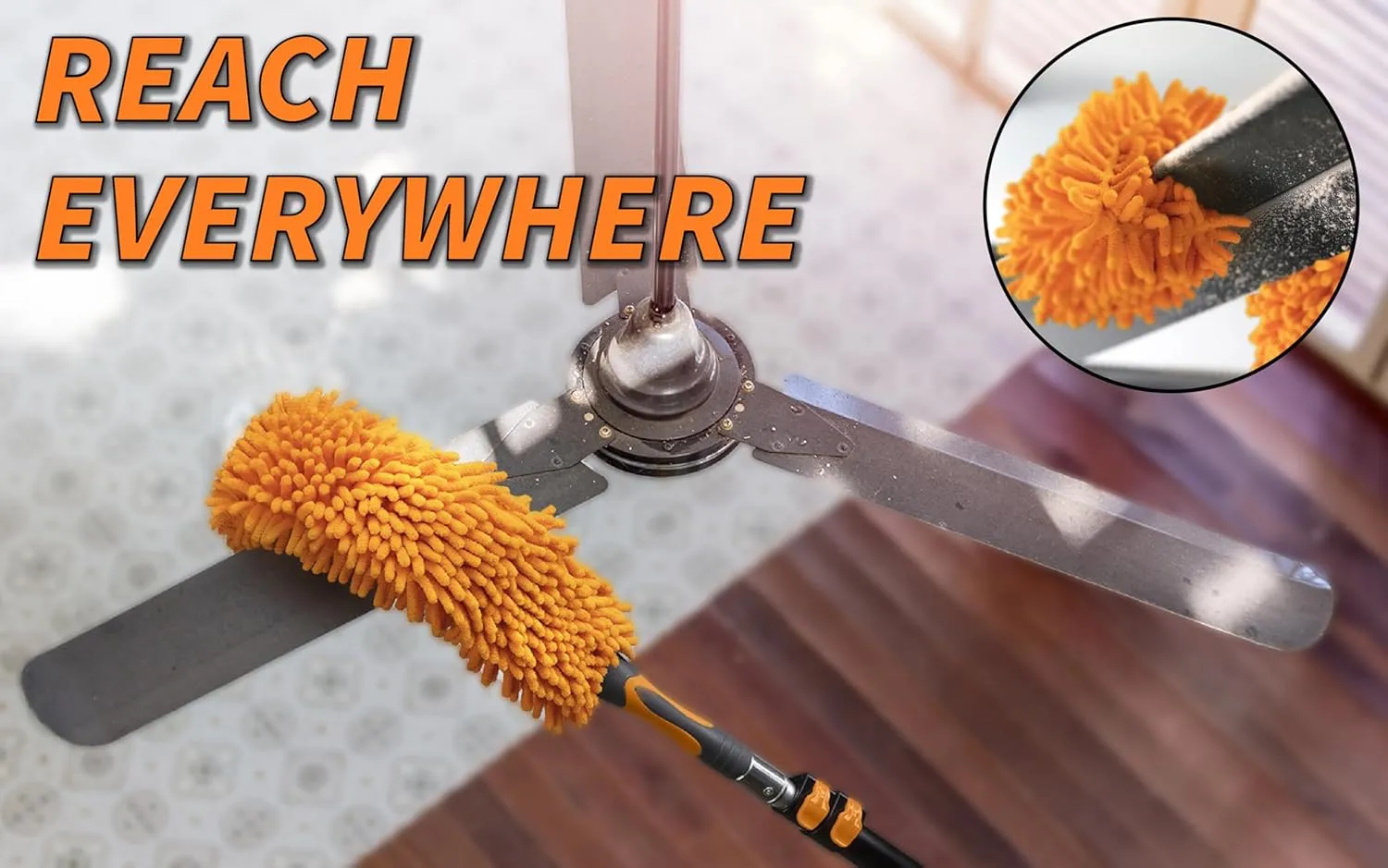 5-8 ft Long Telescopic Extension Pole // Multi-Purpose Extendable Pole with Universal Twist-on Metal Tip // Lightweight and Sturdy // Best for Painting, Dusting and Window Cleaning