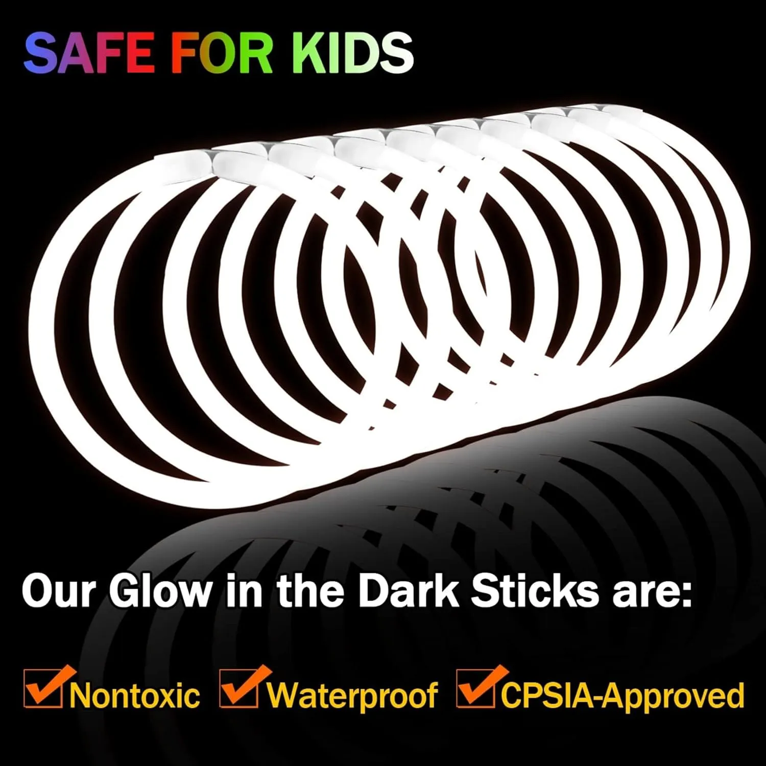 500 PCS White Glow Stick Bracelets Necklaces 8" Glowsticks with Connectors Bulk Glow in The Dark Party Supplies Light Up Neon Party Favor for Christmas NewYear Valentine’s Day Wedding