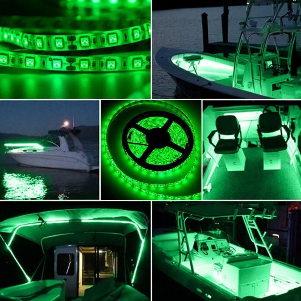 50FT LED Boat Lights, 12V Waterproof Green Marine Pontoon Led Strip Light, Boat Deck Interior Light, Boats Accessories, Under Gunnel Lighting, Night Fishing Lighting for Pontoon Fishing Bass Boats