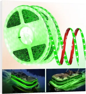 50FT LED Boat Lights, 12V Waterproof Green Marine Pontoon Led Strip Light, Boat Deck Interior Light, Boats Accessories, Under Gunnel Lighting, Night Fishing Lighting for Pontoon Fishing Bass Boats