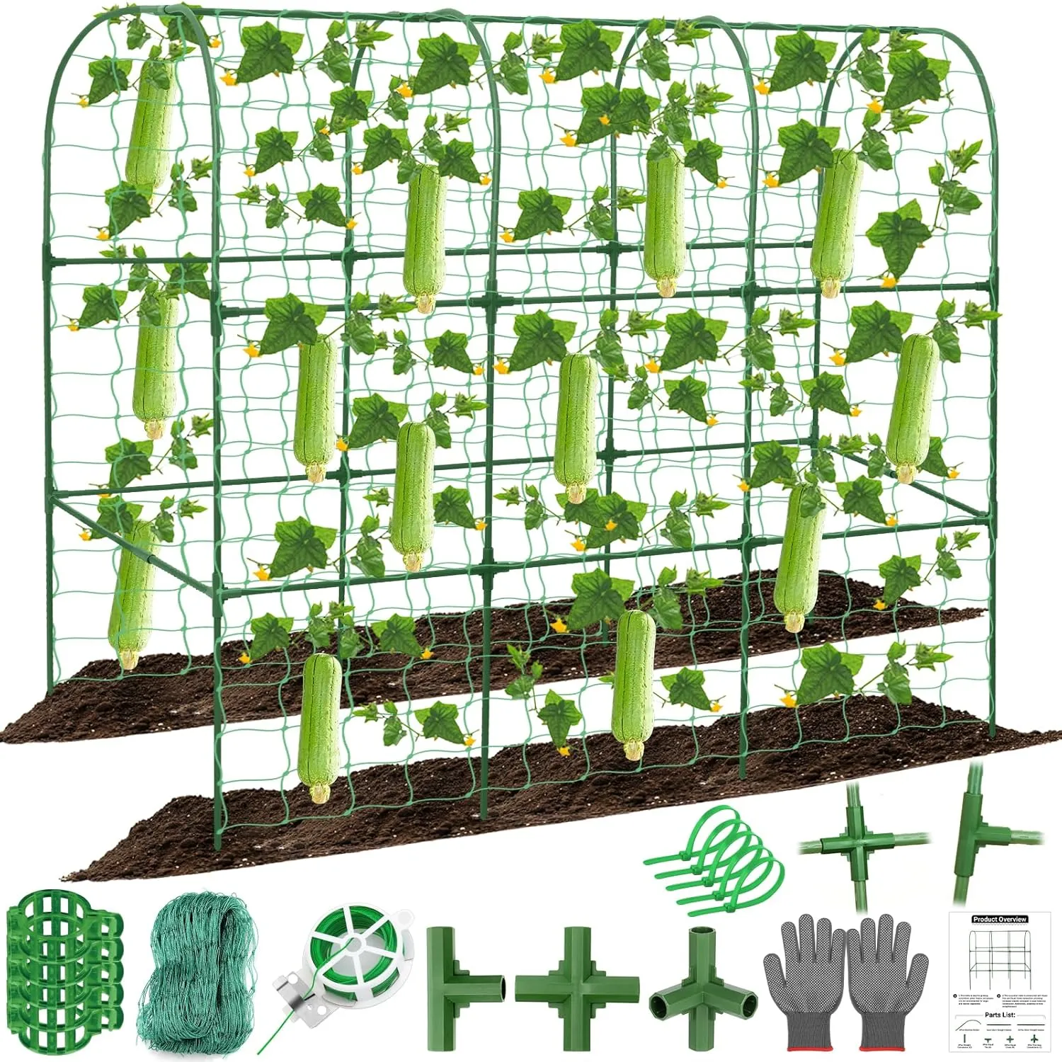 51 x 50 Inch Cucumber Trellis for Raised Bed U-Shape Garden Trellis for Climbing Plants Outdoors Metal Garden Cucumbers Arch Trellis, Cucumber Plant Support for Tomato, Pea, Zucchini, Vine Flower