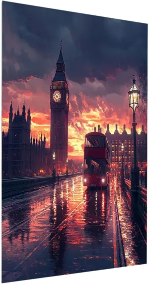 5D DIY London Diamond Art Paint by numbers Kit for Adults Dusk Diamond Paitning Arts and Crafts for Adults,Square Rhinestones Cross Stitch Embroidery Kit,Home Decor Gifts for Women 12x16In Model-01383