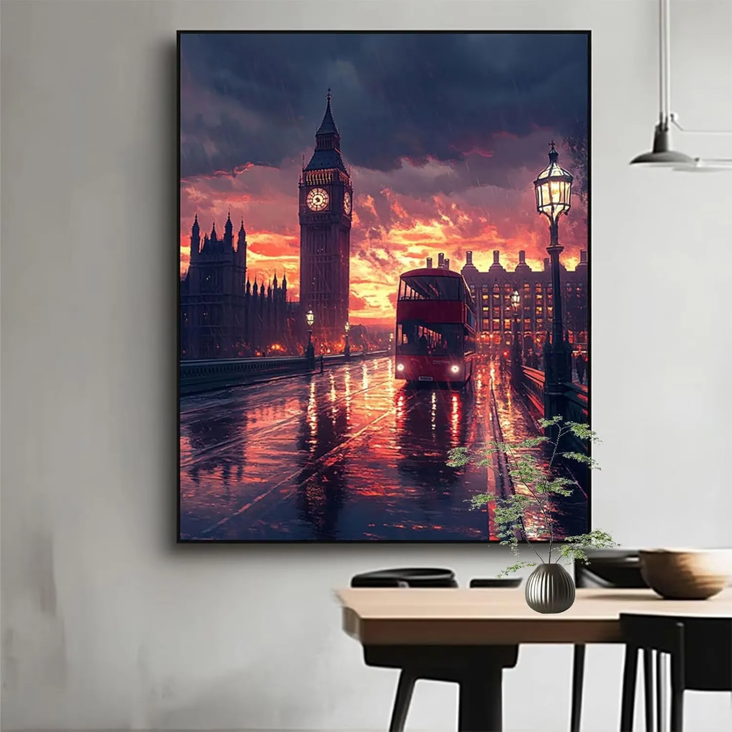 5D DIY London Diamond Art Paint by numbers Kit for Adults Dusk Diamond Paitning Arts and Crafts for Adults,Square Rhinestones Cross Stitch Embroidery Kit,Home Decor Gifts for Women 12x16In Model-01383