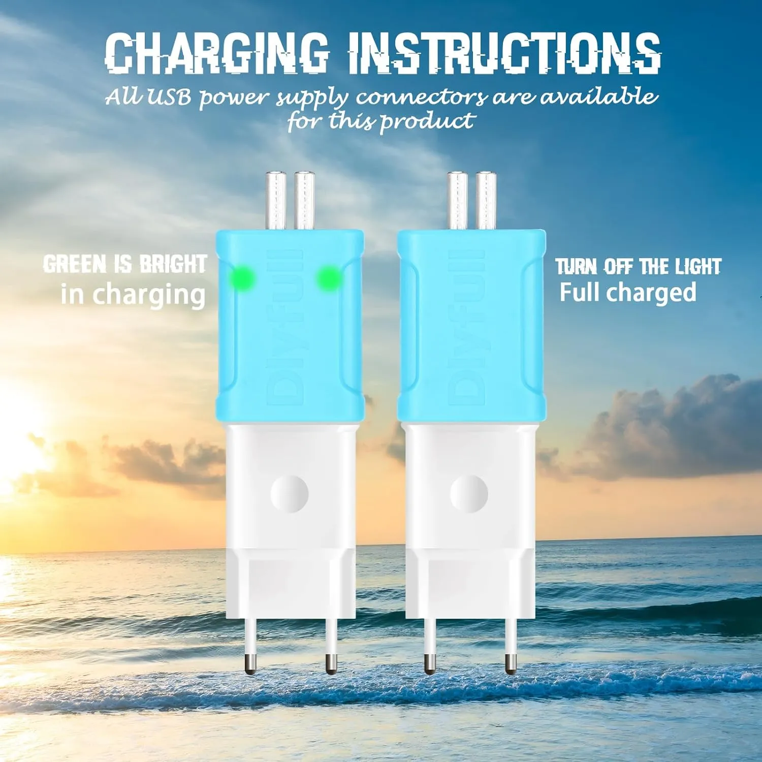 6 Pcs Fishing Glow Sticks LED Fishing Pole Light Night Fish Alert Glow Stick with 8 Pcs Rechargeable CR425 Battery and Battery Charger