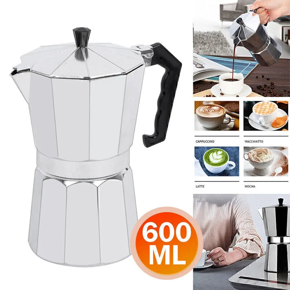 600ML Espresso Coffee Latte Pot Stove Top Italian Coffee Maker Moka Pot