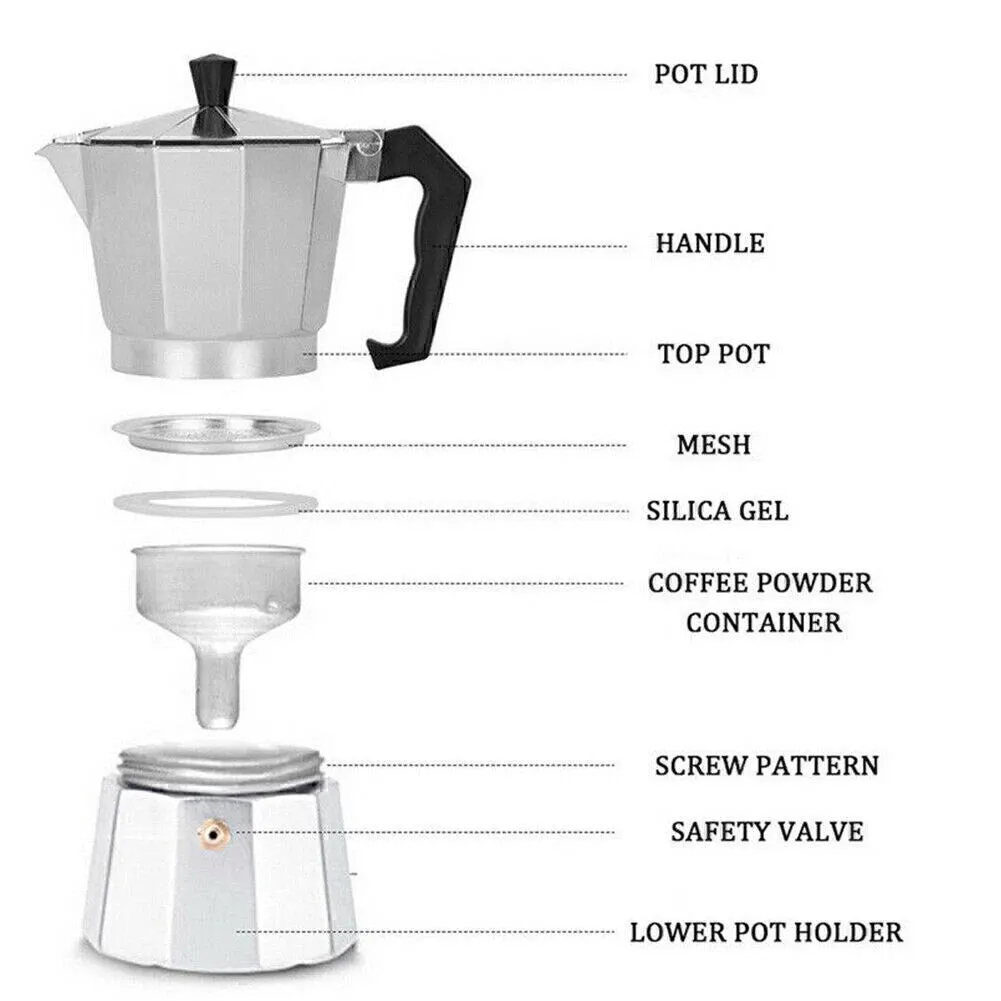 600ML Espresso Coffee Latte Pot Stove Top Italian Coffee Maker Moka Pot
