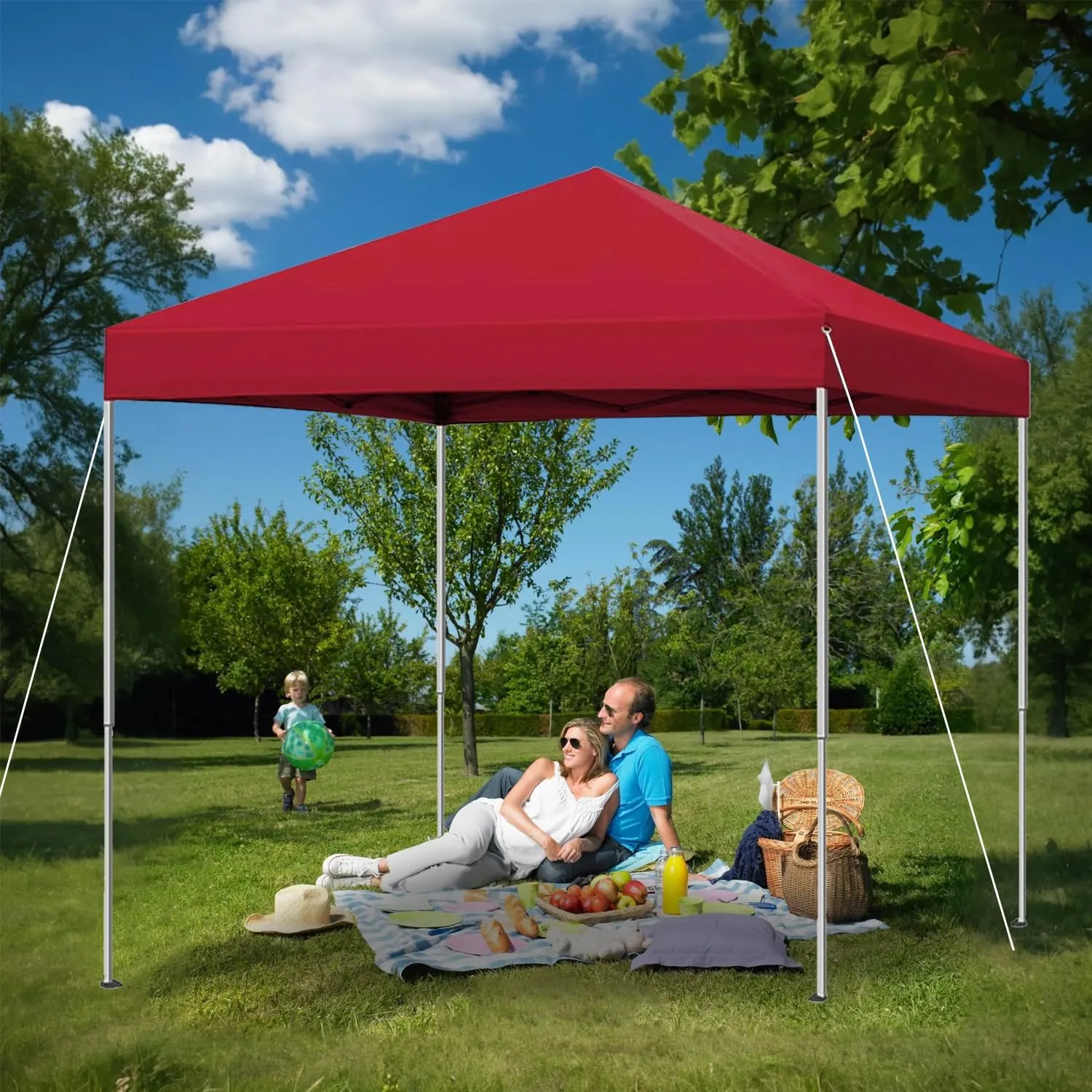 6x6 Pop Up Canopy Tent, Easy Setup Canopy for Outdoor Shades (Red)