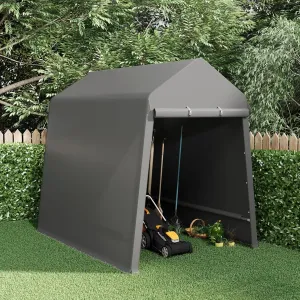 6X8 Ft Outdoor Portable Storage Shelter Shed with Rolled Up Zipper Doors & Vents, Heavy Duty Carport for Motorcycle Waterproof and Uv Resistant Anti-Snow Portable Garage Kit Tent, Gray
