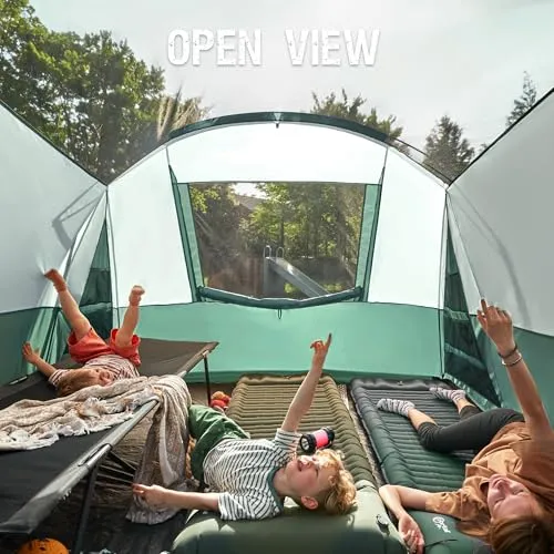 8 Person Family Camping Tent w/ Screen Room,Water Resistant Big Tunnel Tent w/ Rainfly