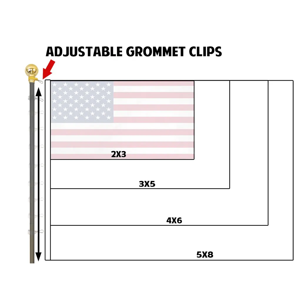 8ft Black Aluminum Flag Pole (Ball Top)
