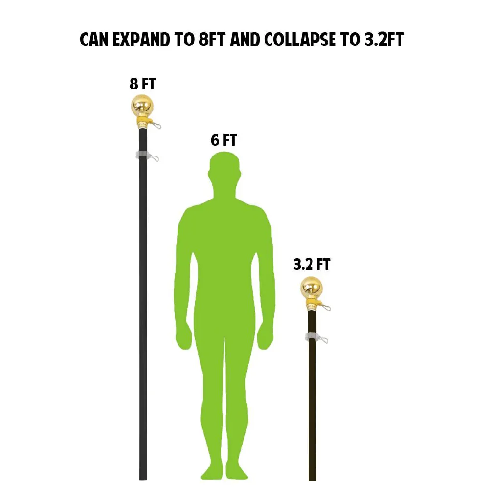 8ft Black Aluminum Flag Pole (Ball Top)