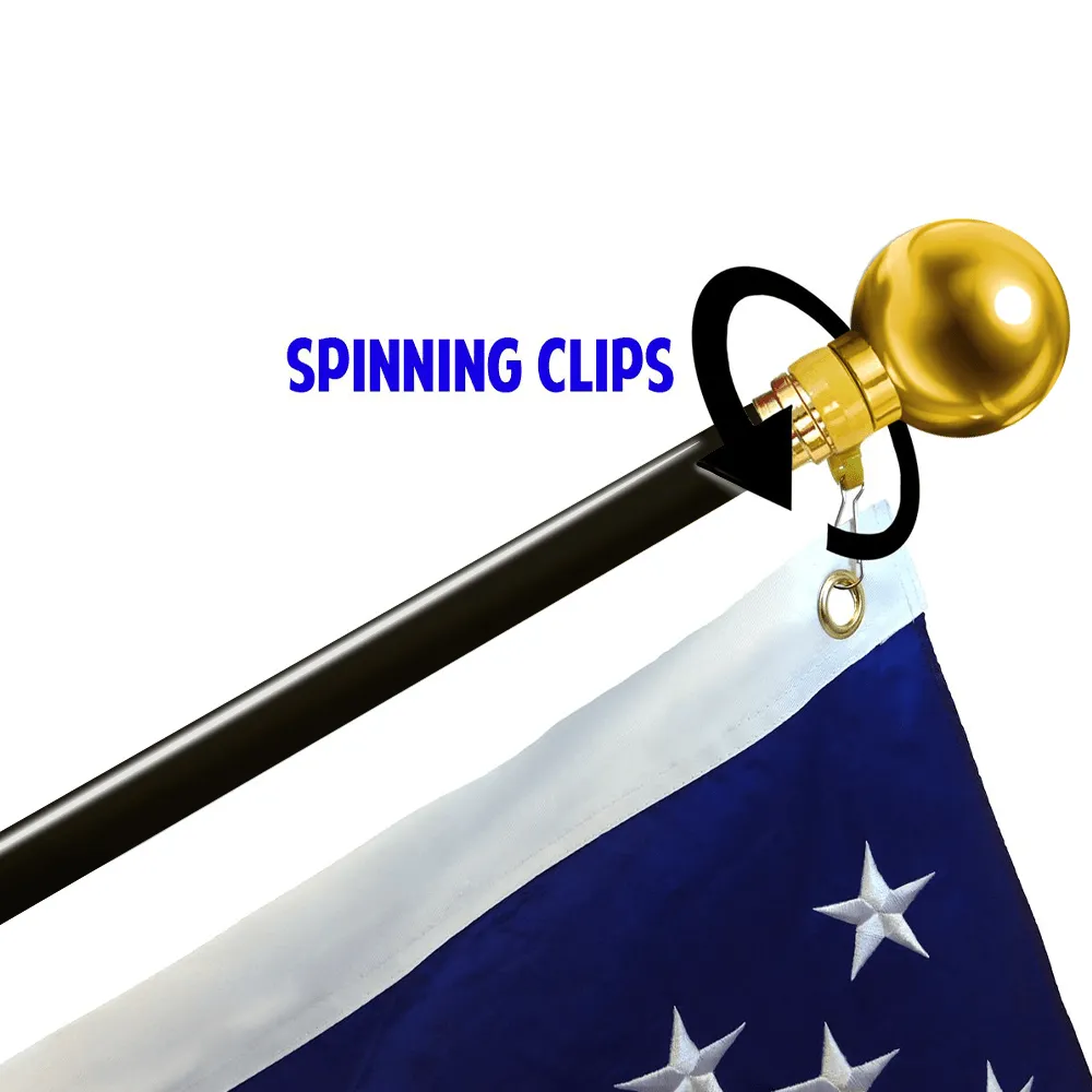 8ft Black Aluminum Flag Pole (Ball Top)
