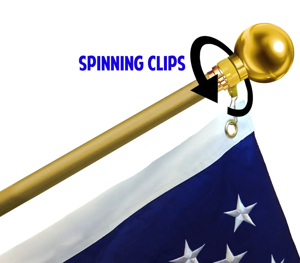 8ft Gold Aluminum Flag Pole (Ball Top)