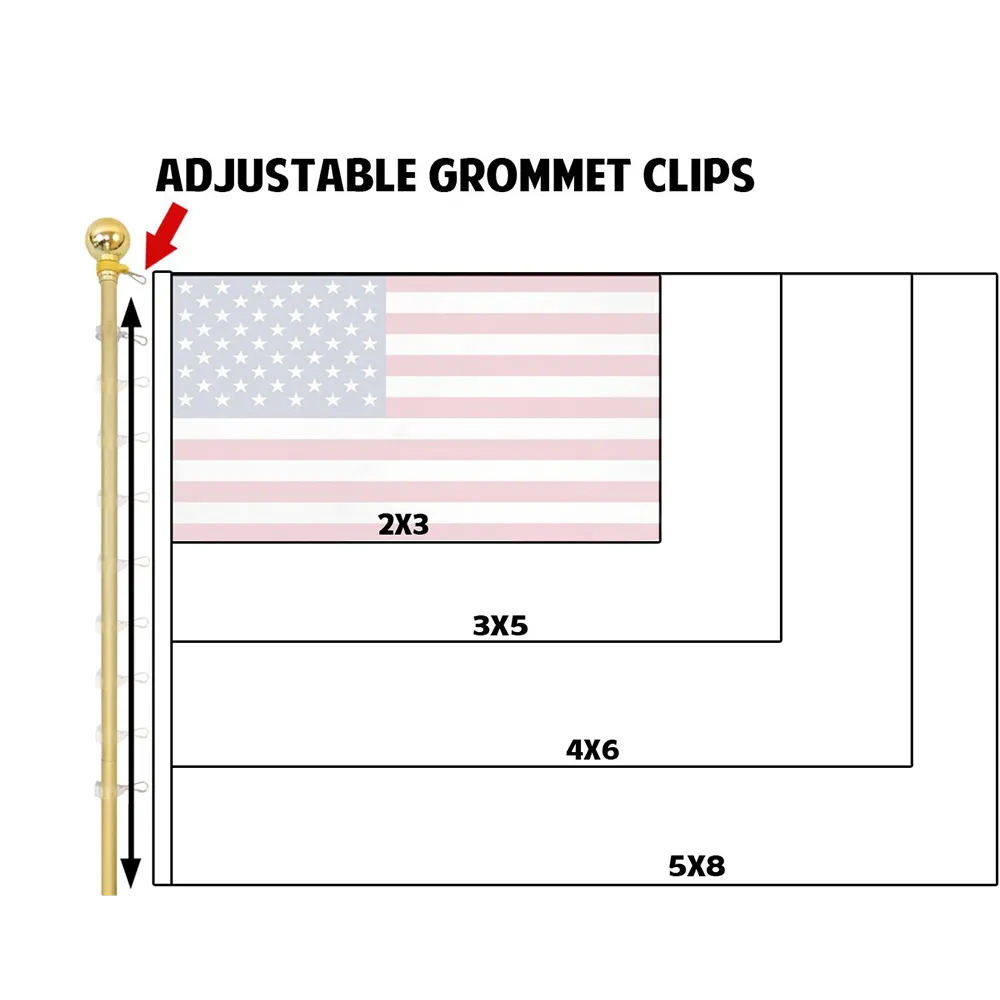 8ft Gold Aluminum Flag Pole (Ball Top)