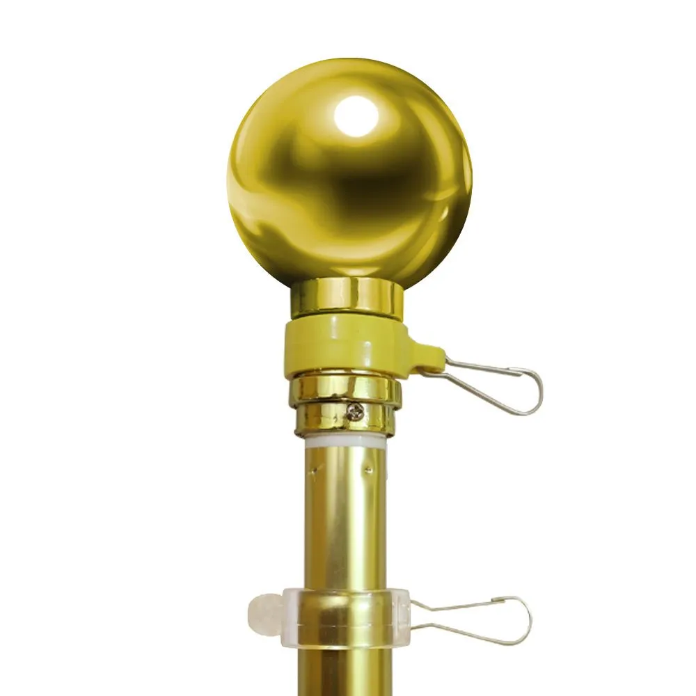 8ft Gold Aluminum Flag Pole (Ball Top)