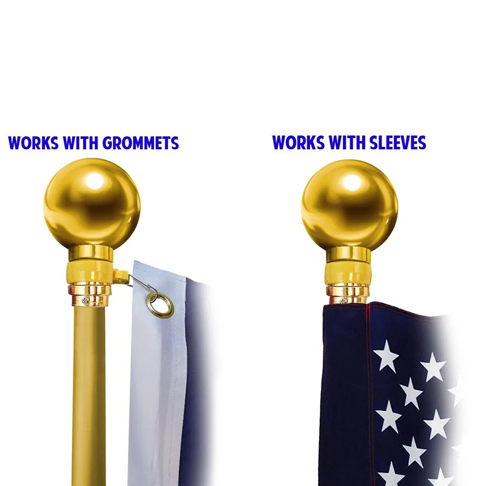 8ft Gold Aluminum Flag Pole (Ball Top)