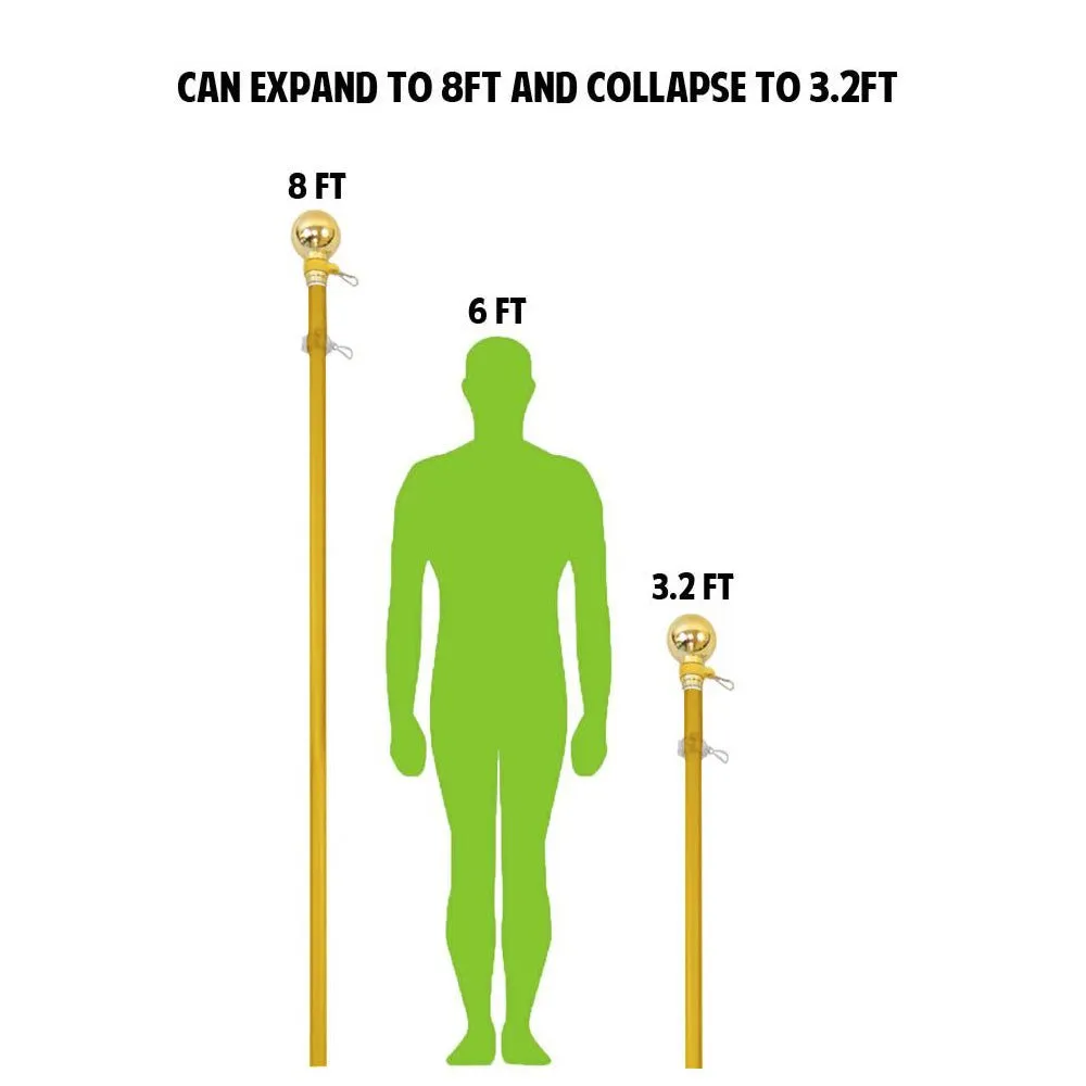 8ft Gold Aluminum Flag Pole (Ball Top)