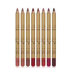 8PCS Lip Liner Pencil Kit Waterproof Smooth Lip Liner Long Lasting Retro Lipstick Pen With Golden Tube Sweat-proof Lips Cosmetic Set nyx pencil set l