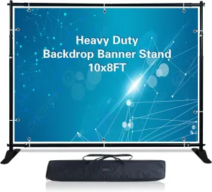 8x8 10x8 FT（WxH） HEAVY DUTY Banner Stand Telescopic Backdrop Step Repeat Backdrop Frame （STAND ONLY） for Parties Wedding Photoshoot Exhibition Background,With Carrying Bag