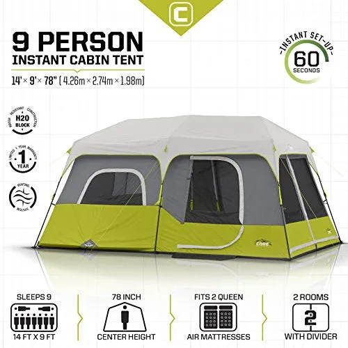 9 Person Instant Cabin Tent  14 x 9 Green 40008