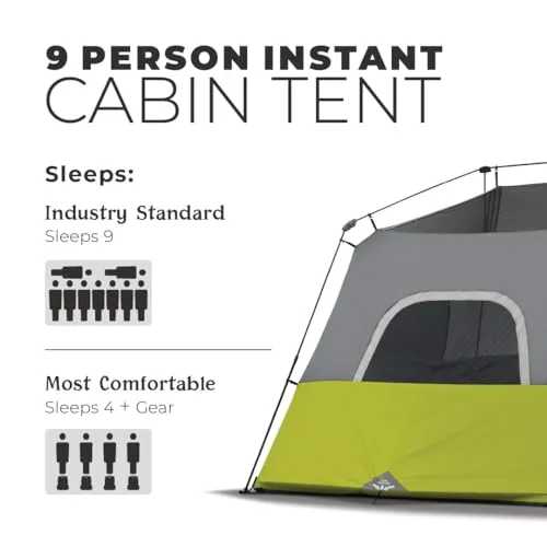 9 Person Instant Cabin Tent  14 x 9 Green 40008
