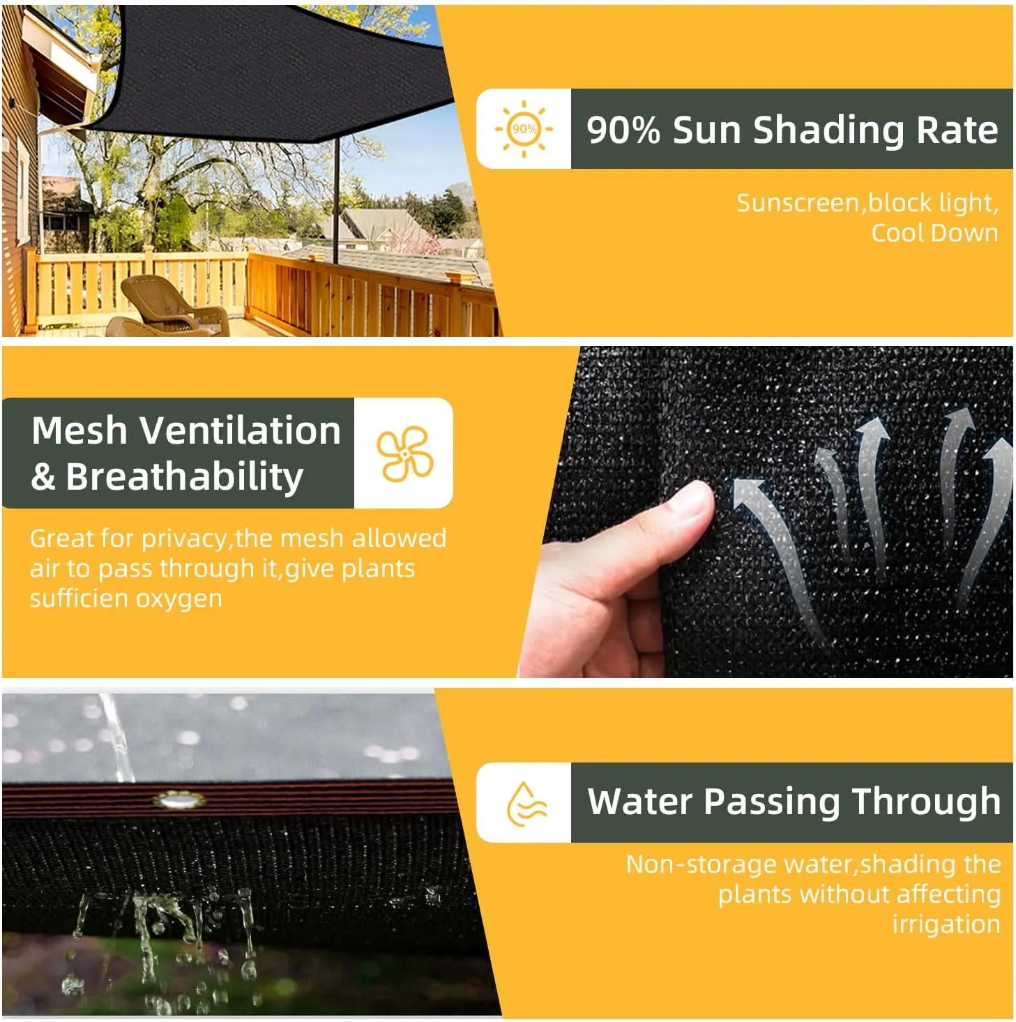 90% Shade Cloth for Garden 10 x 13 FT Durable Mesh Tarp with Grommets Outdoor Sun Shade Cover for Pergola Patio Plants Greenhouse Chicken Coop Easier to Hang Net Cover (Black)
