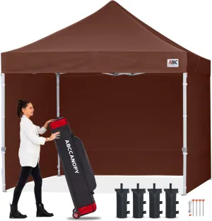 ABCCANOPY Easy Pop Up Canopy Tent with Sidewalls 8x8 Commercial -Series, Brown