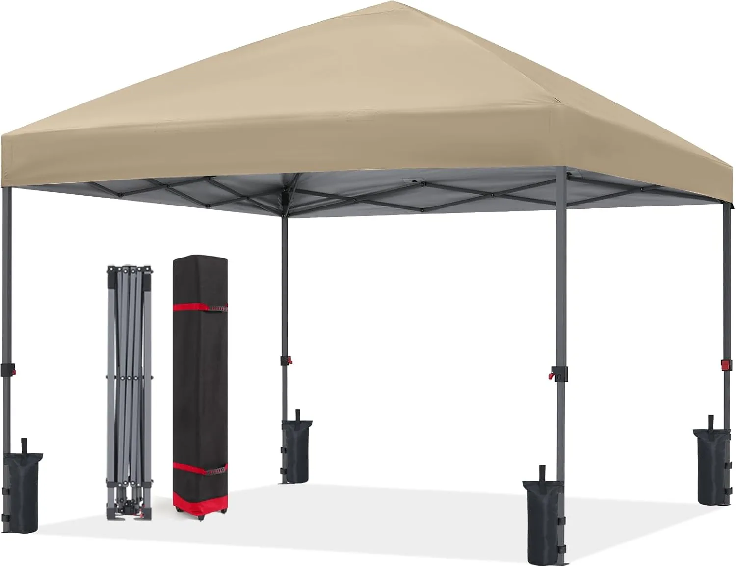 ABCCANOPY Pop Up Canopy - 10x10 Outdoor Patio Portable Canopy Tent with 4 Weight Bags (Light Brown)