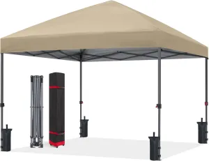 ABCCANOPY Pop Up Canopy - 10x10 Outdoor Patio Portable Canopy Tent with 4 Weight Bags (Light Brown)