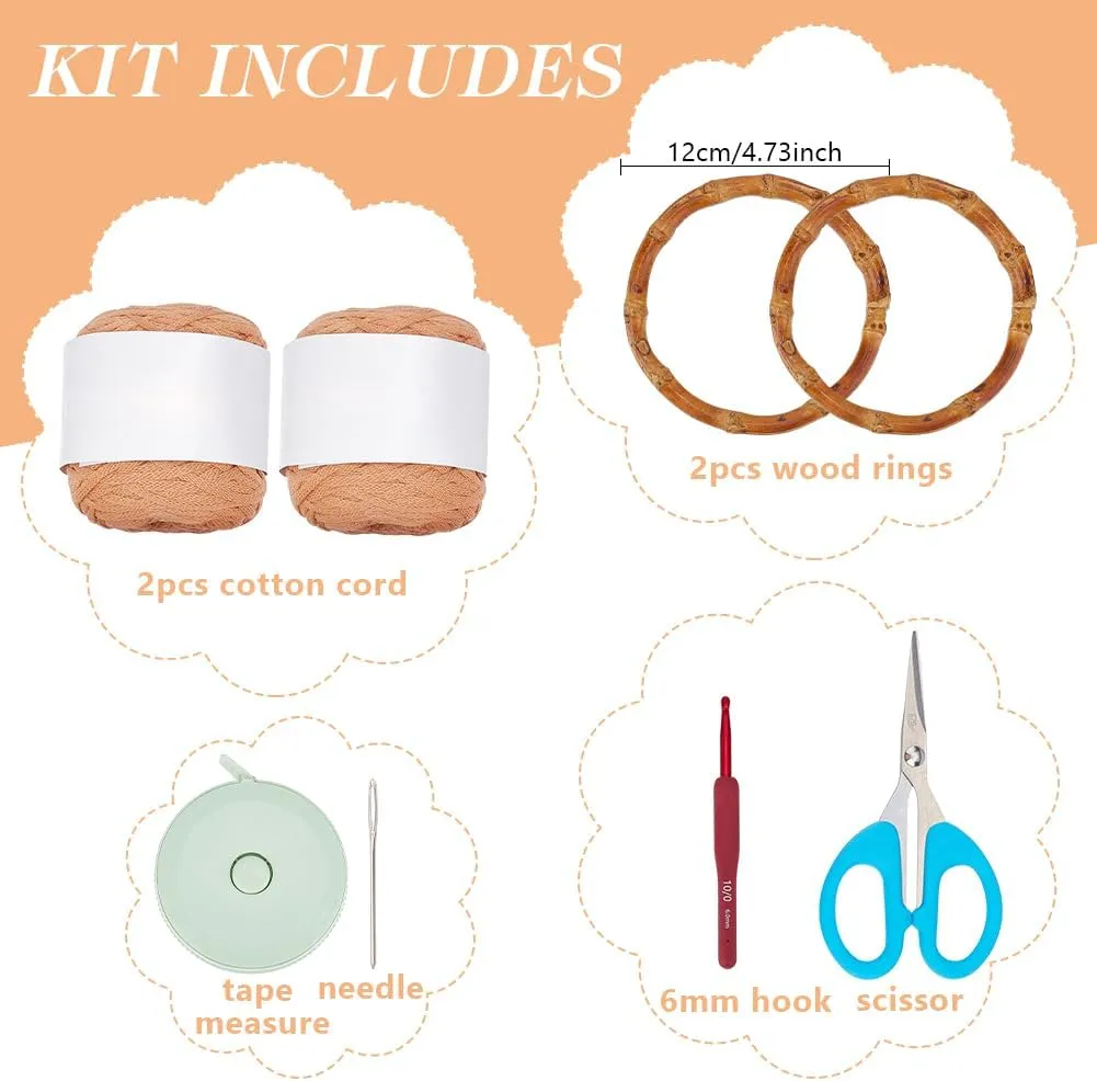 ACRNIGHEET Crochet Bag Kit for Adults Khaki Handbag Crochet Kit for Beginners Tote Bag Starters Set DIY Craft Making Kit with Step-by-Step Instructions and Video Guidance Mother's Day Gifts