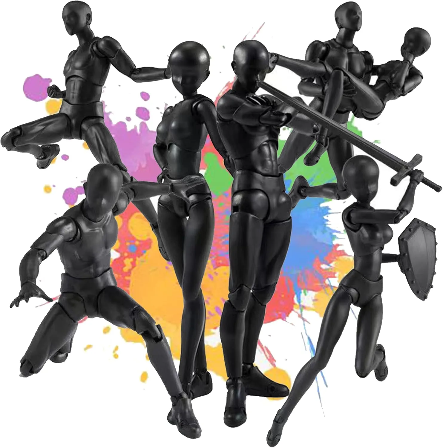 Action Figures PVC Model (Black Color) with Box Drawing Figure Models for Artists(Male)