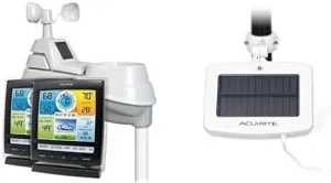 AcuRite Iris (5-in-1) Weather Station with Solar Power Pack for Indoor/Outdoor Temperature, Humidity, Wind Speed and Direction, and Rainfall with Two Digital Displays (01078)