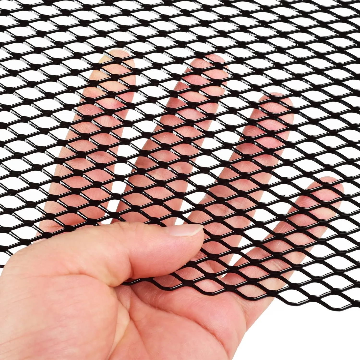 AggAuto Universal 40"x13" Car Grill Mesh - Aluminum Alloy Automotive Grille Insert Bumper 6x12mm Hexagon Hole, One of the Most Multifunctional Shape Grids 100x33cm Black