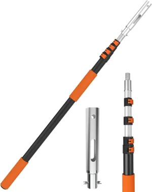 AgiiMan 3-12 FT Telescopic Pool Pole, Swimming Pool Pole with 4 Baffle Locks Durable Aluminium and Vacuum Ports Telescopic Extendable Pool Pole Use with Cleaning Nets, Skimmers, Brushes and More