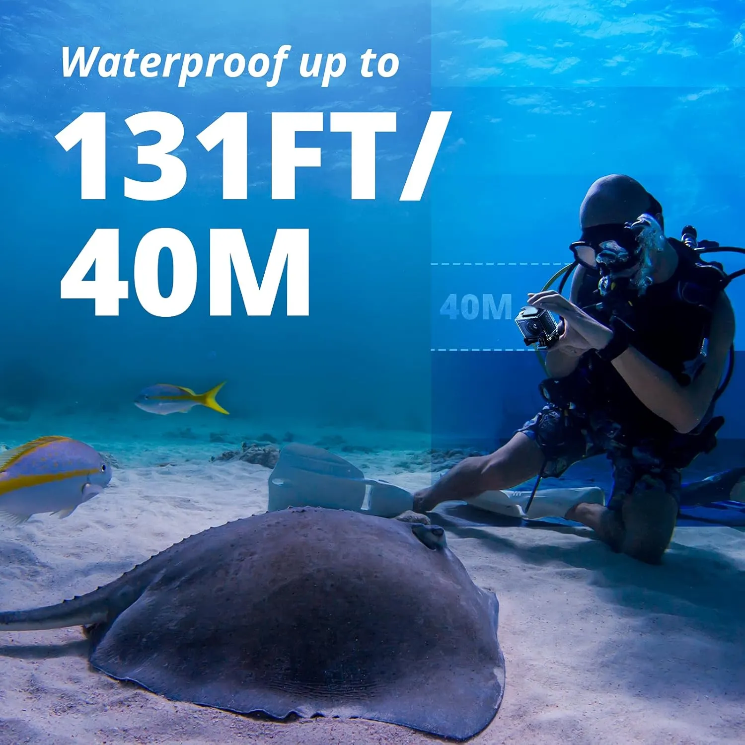 AKASO Brave 4 Pro 4K30 Action Camera with 64GB MicroSD U3 Card, 131FT Underwater Waterproof Camera EIS Touch Screen Remote Control with 2x1350mAh Batteries and Helmet Accessories Kit Bundle