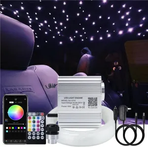 AKEPO Upgraded APP 10W Twinkle Fiber Optic Lights kit with Music Mode for Star Ceiling Sky Light Car Home Use, RGBW Light Engine Optical Fiber Cable 430pcs of 9.8ft/3m(0.03 0.04 0.06in) 28key Remote