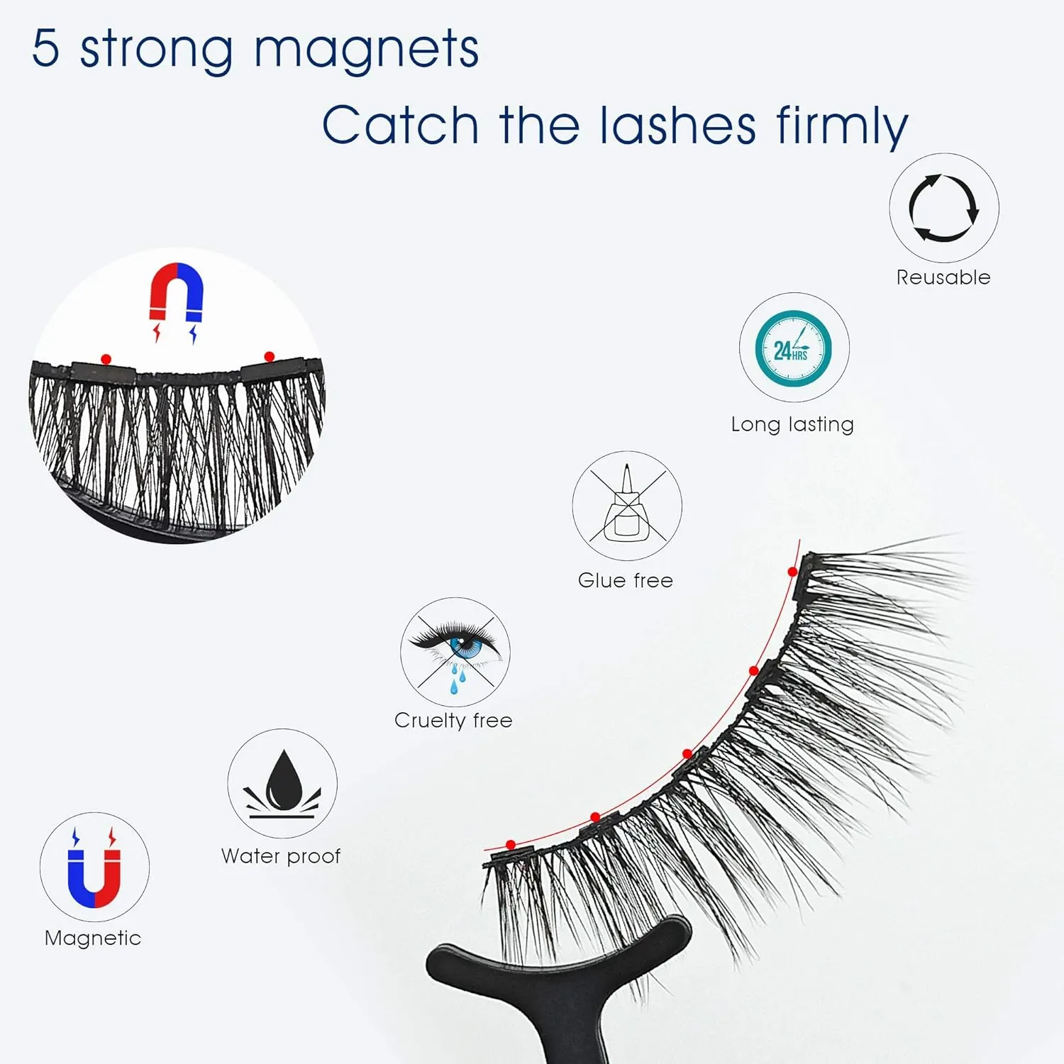 Alcastar Magnetic Eyelashes with Eyeliner Kit, Magnetic Lashes Natural Looking with, Long Lasting, Easy Apply,Cruelty-Free. (BG-3D layered-7-259)