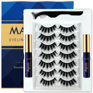 Alcastar Magnetic Eyelashes with Eyeliner Kit, Magnetic Lashes Natural Looking with, Long Lasting, Easy Apply,Cruelty-Free. (BG-3D layered-7-259)