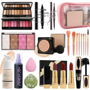 All in One Makeup Set Kit for Women Full Kit,Makeup Gift Kit with Everything,Mascara Eyebrow Eyeliner Eyeshadow Foundation Lipstick Blush Highlighter,Women's Day Makeup Gift for Women Girl-Set A
