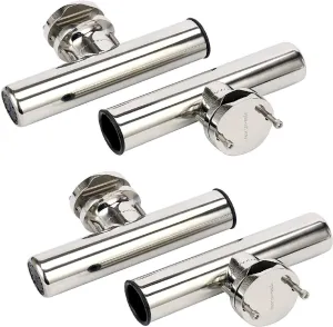 Amarine-made 4Pcs Boat Rod Holder, Stainless Rail Mount Clamp on Fishing Rod Holder, Adjustable Fishing Pole Holder for Rails 1-1/4" to 2"