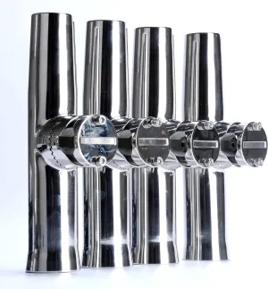 Amarine Made 4Pcs Fishing Rod Holder, Stainless Steel Rail Mount Fishing Pole Holders, Tournament Style Clamp on Rod Holder for Rails 1" to 1-1/4"