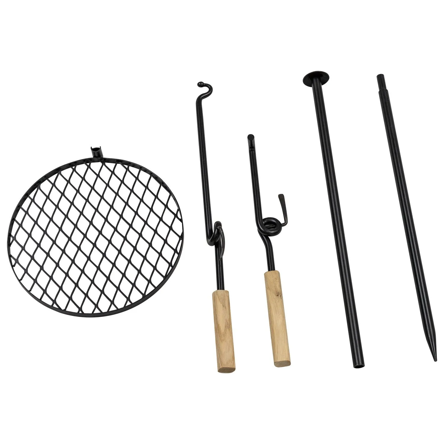 Andes Campfire Adjustable Swivel Outdoor Open Fire Pit Camping BBQ Grill Set