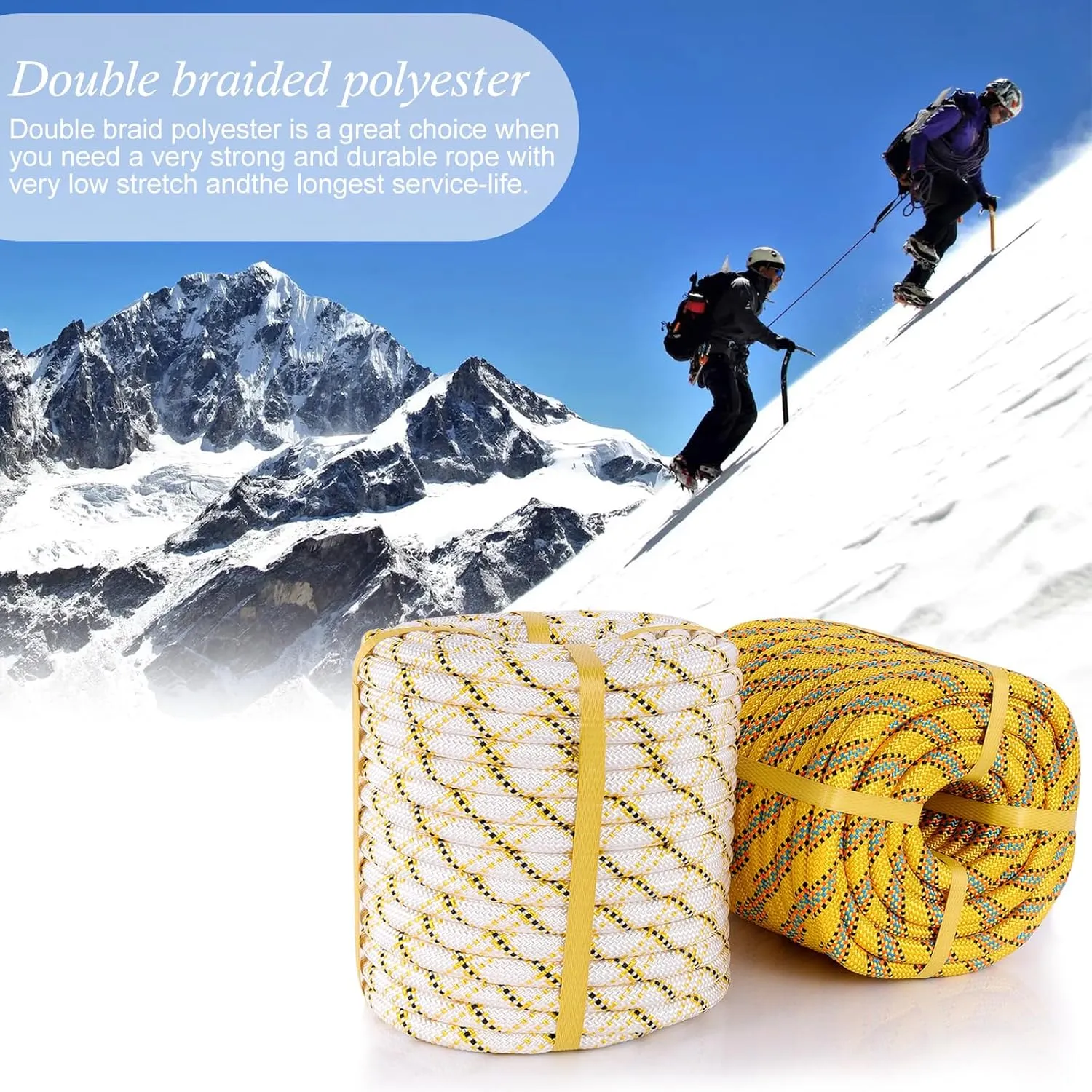 Arborist Rope Climbing Rope Outdoor Rope Sailing Rope Heavy Duty Rope 1/2 Inch Rope 48 Strands Bull Rope for Construction Climbing Swing Sailing