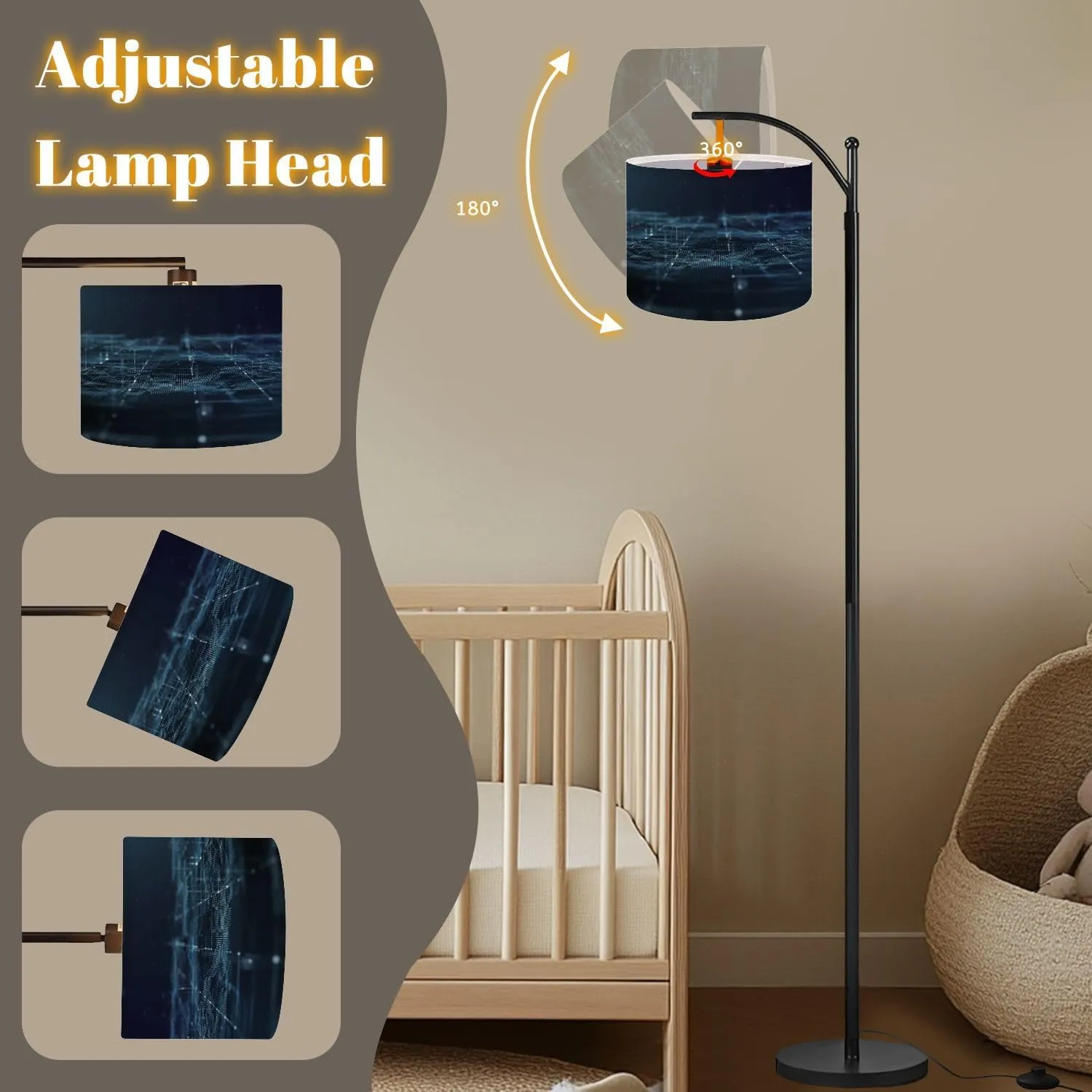 Arc Floor Lamps Geology Terrain Data telemetry Engineer Topography Contour Lines 3D Modern LED Adjustable Lampshade Standing Light for Living Room Reading Bedroom Office