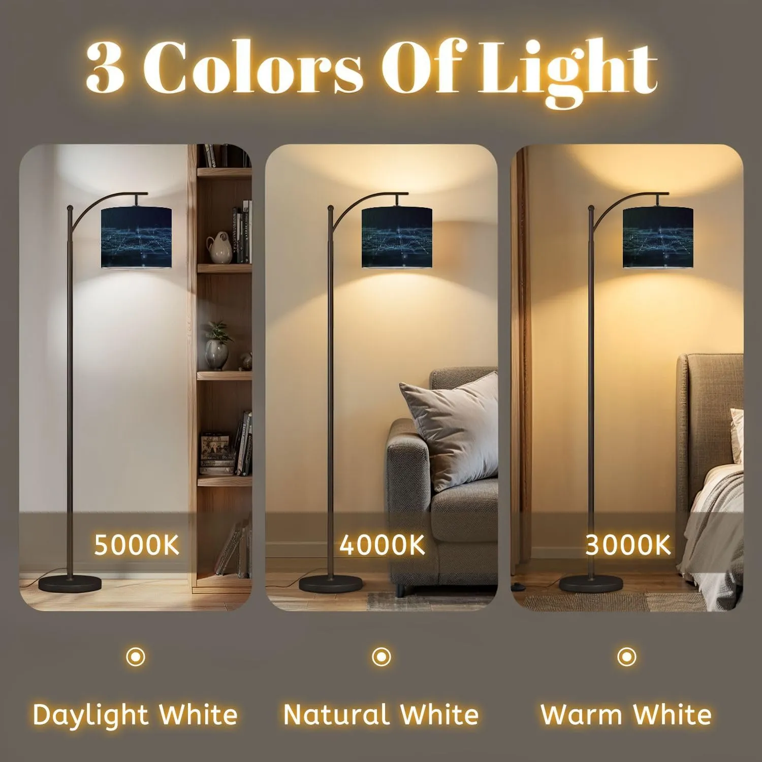 Arc Floor Lamps Geology Terrain Data telemetry Engineer Topography Contour Lines 3D Modern LED Adjustable Lampshade Standing Light for Living Room Reading Bedroom Office