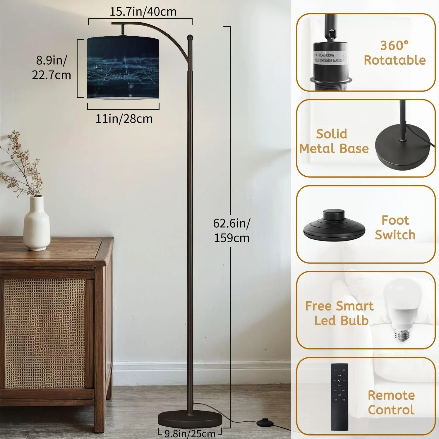 Arc Floor Lamps Geology Terrain Data telemetry Engineer Topography Contour Lines 3D Modern LED Adjustable Lampshade Standing Light for Living Room Reading Bedroom Office
