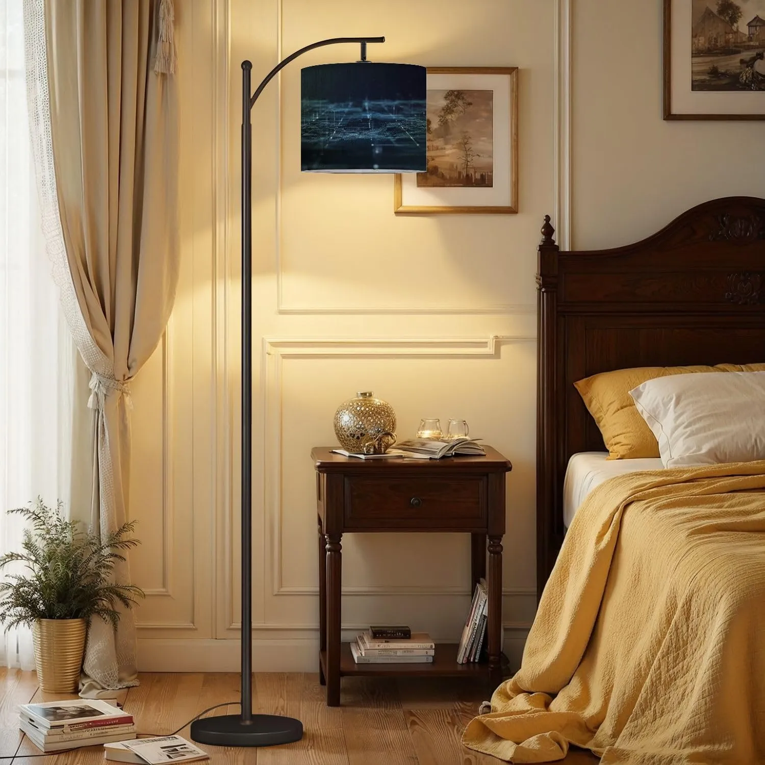 Arc Floor Lamps Geology Terrain Data telemetry Engineer Topography Contour Lines 3D Modern LED Adjustable Lampshade Standing Light for Living Room Reading Bedroom Office