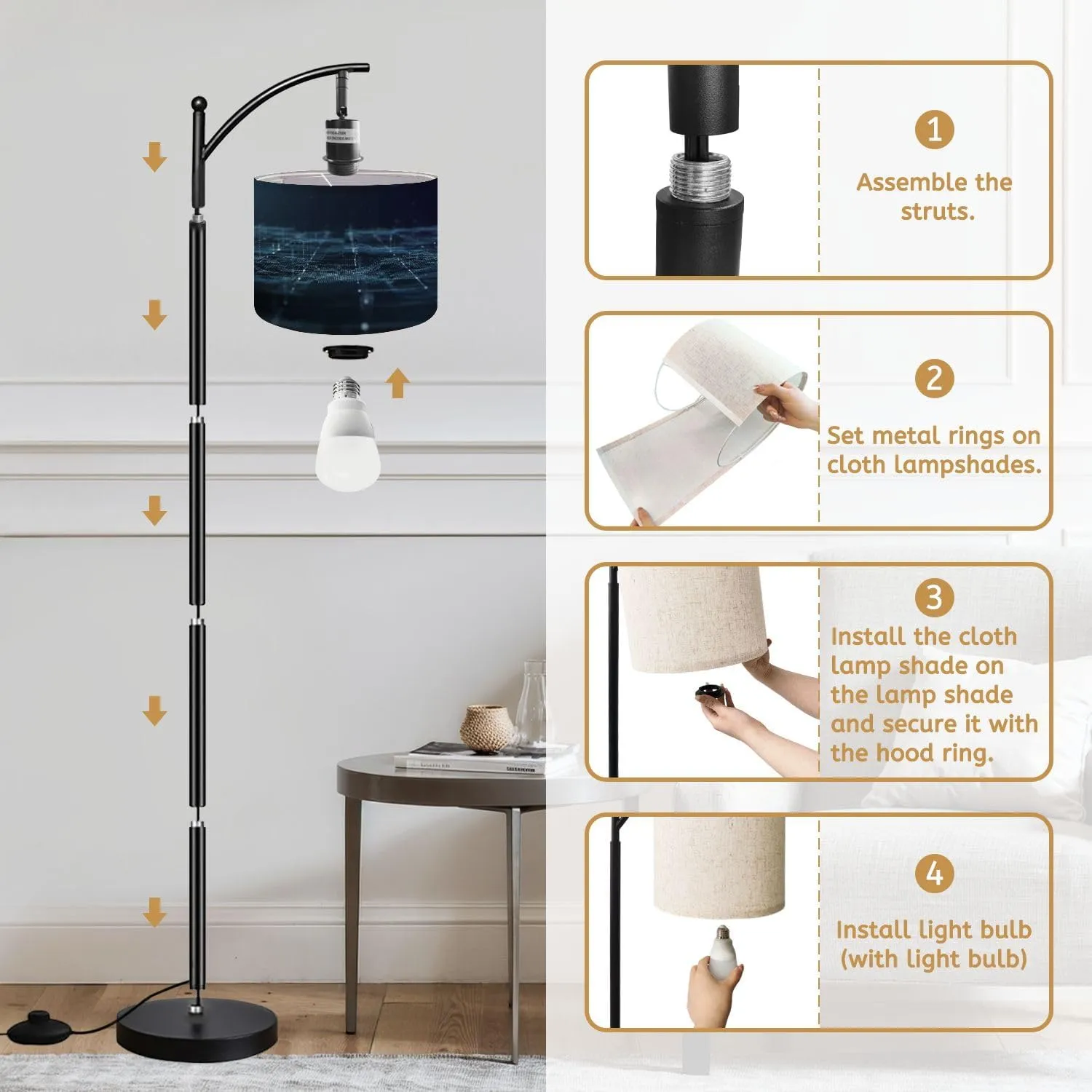 Arc Floor Lamps Geology Terrain Data telemetry Engineer Topography Contour Lines 3D Modern LED Adjustable Lampshade Standing Light for Living Room Reading Bedroom Office
