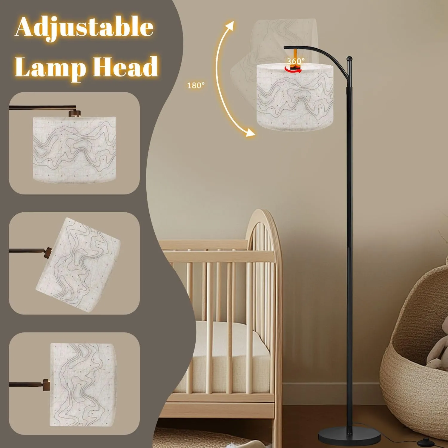 Arc Floor Lamps Topographic map Geographic line map Elevation assignments Contour Modern LED Adjustable Lampshade Standing Light for Living Room Reading Bedroom Office